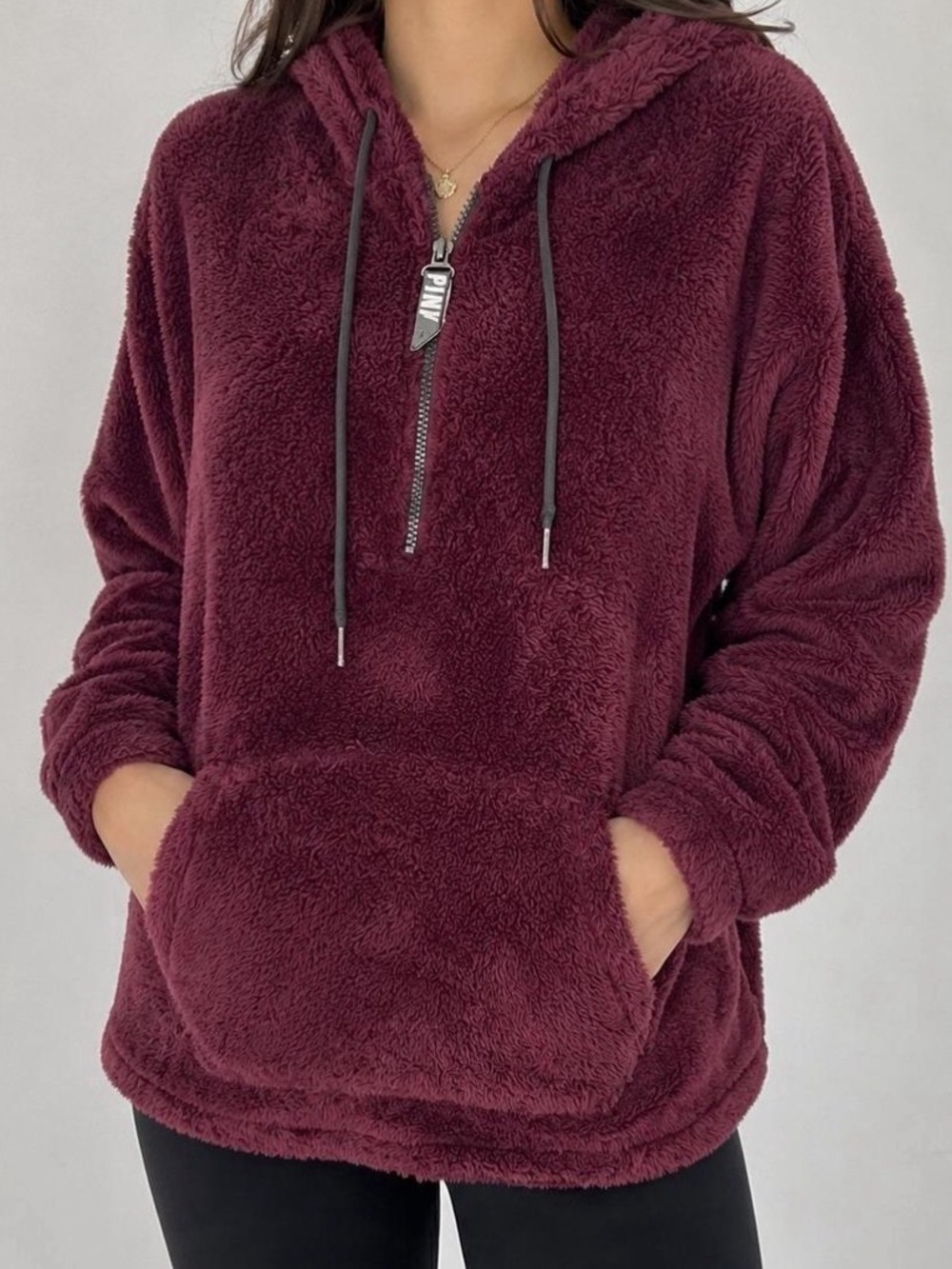 PINK Victoria's Secret Sherpa Hoodie in Deep Plum